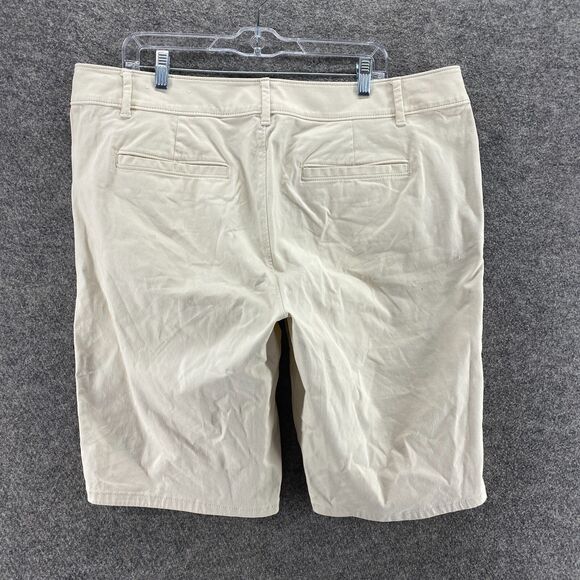 Loft Shorts Women 16 Beige High Rise Flat Front Bermuda Pockets Cotton Casual - Picture 2 of 8